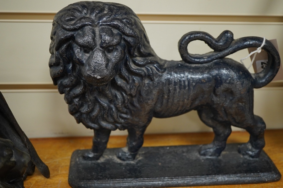 Three lion models, varying materials, and a carved wax ‘Bacchus’ wall plaque